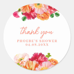 Rond Sticker préféré pour douche à fleurs orange et ros