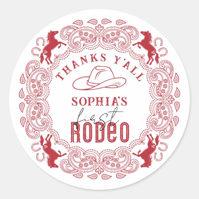 Rond Sticker préféré pour le premier rodéo rouge - West (Devant)