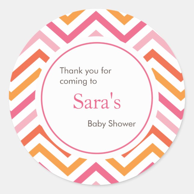 Rond Sticker préféré rose et orange Chevron (Devant)
