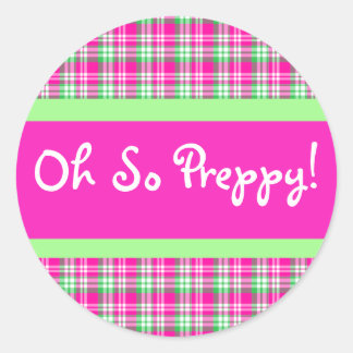 Rond Sticker Preppy rose et vert