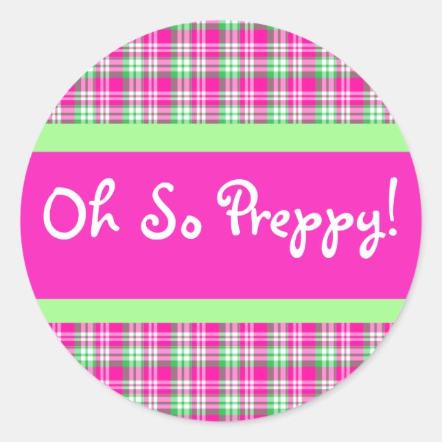 Rond Sticker Preppy rose et vert (Devant)