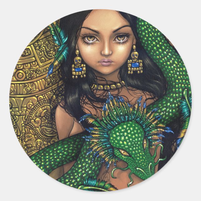 Rond Sticker "Prêtre de Quetzalcoatl" (Devant)