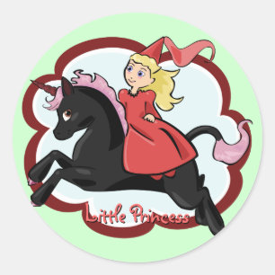 Rond Sticker Princess et Unicorn