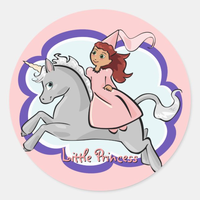Rond Sticker Princess et Unicorn (Devant)