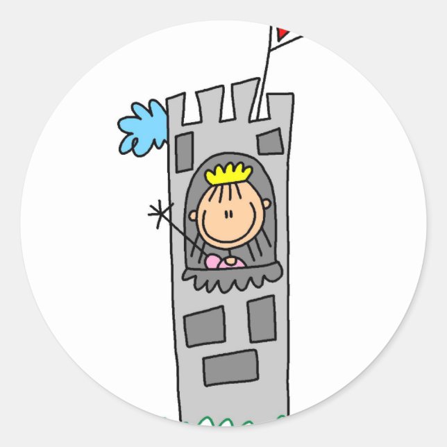 Rond Sticker Princess In Castle Tower (Devant)