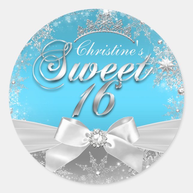 Rond Sticker Princess Winter Wonderland Blue Sweet 16 (Devant)