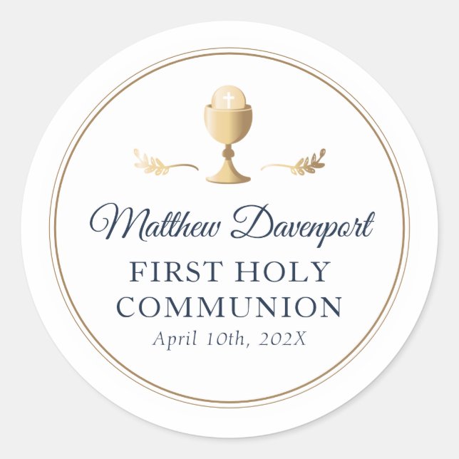 Rond Sticker Privilège Première Communion Gold Elegant (Devant)
