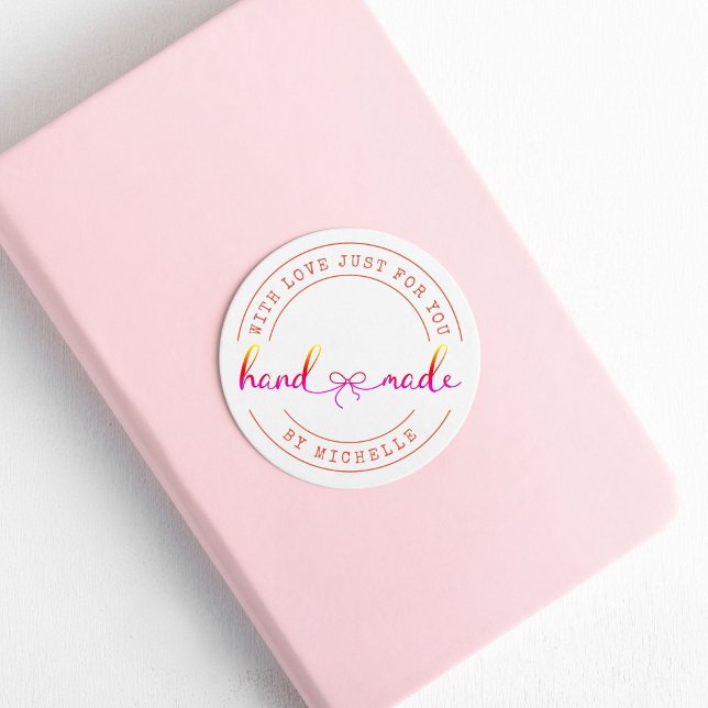 Rond Sticker produit de script élégant fait à la main a (Créateur téléchargé)