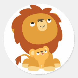 Rond Sticker protecteur de dessin animé papa Lion et Cu