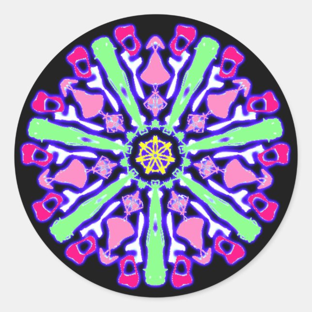 Rond Sticker psychédélique coloré n°3 (Devant)