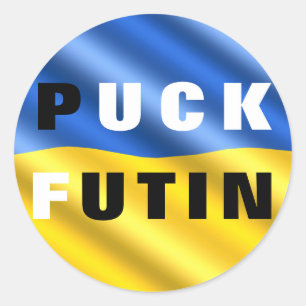 Rond Sticker Puck Futin drapeau ukrainien soutien Ukrai