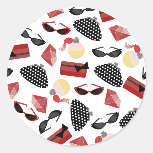 Rond Sticker Purfume & Lunettes de soleil Rouge & Noir (Devant)