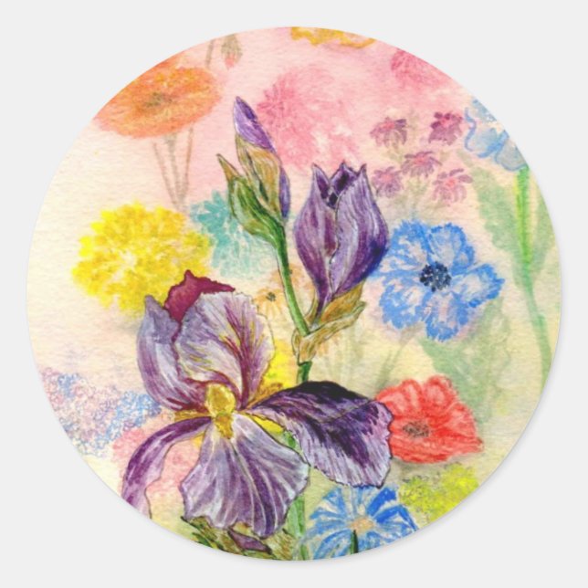 Rond Sticker 'Purple Iris' (Devant)