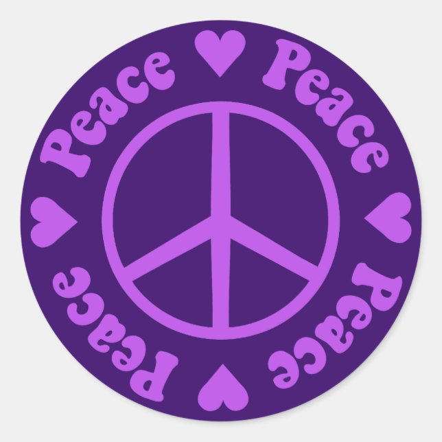 Rond Sticker Purple Peace & Love (Devant)