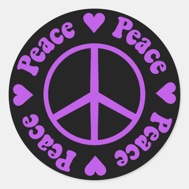 Rond Sticker Purple Peace & Love (Devant)