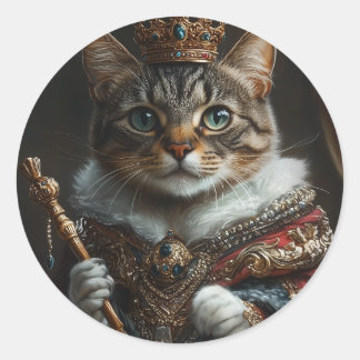 Rond Sticker Queen Cat - Réaliste et plein d'attitude
