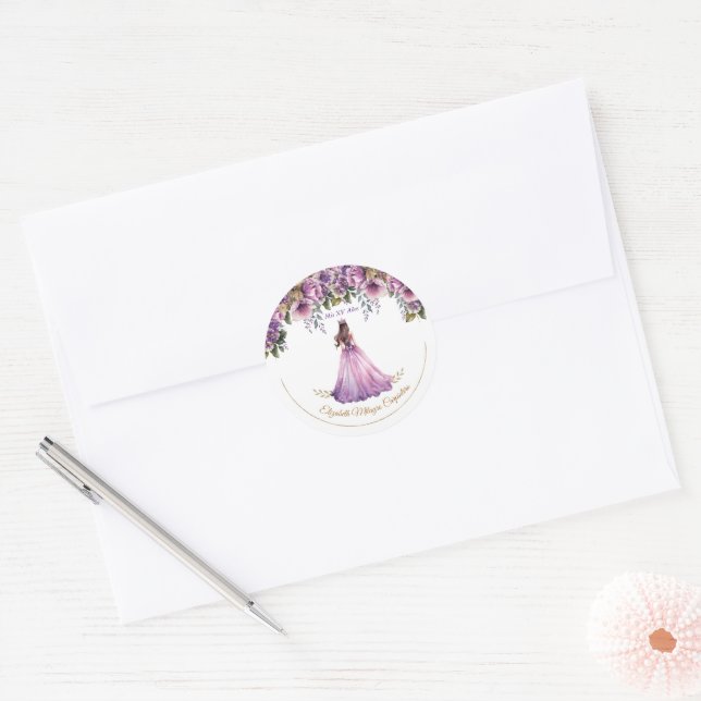Rond Sticker Quinceañera Purple Lilac (Enveloppe)