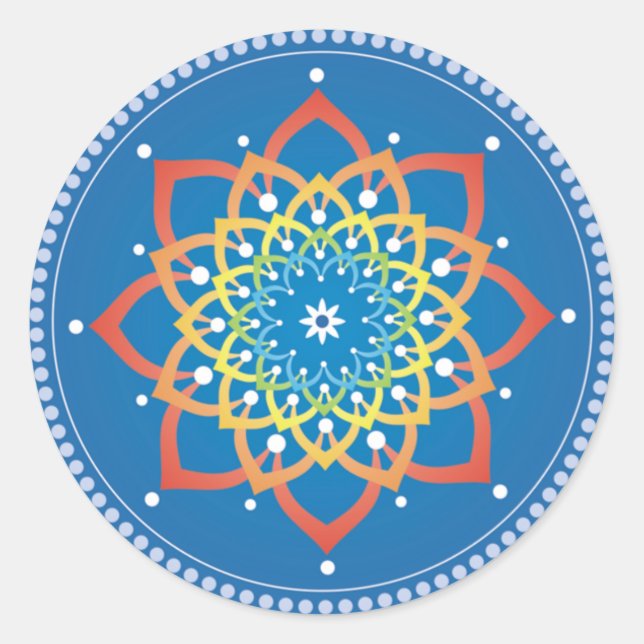 Rond Sticker Rainbow Lotus Mandala (Devant)