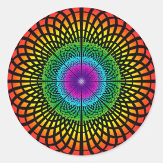 Rond Sticker Rainbow Mandala