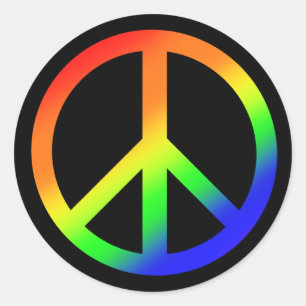 Rond Sticker Rainbow Peace