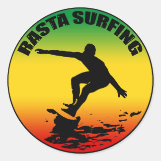 Rond Sticker Rasta Surfing