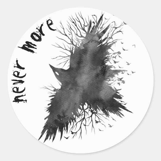 Rond Sticker Raven Halloween (Devant)