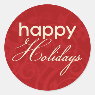 Rond Sticker Red avec crème Happy Holidays