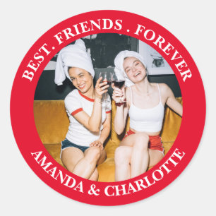 Rond Sticker Red Best Friends Forever