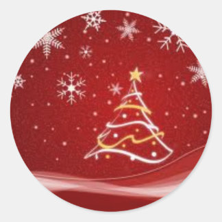 Rond Sticker Red Christmas Tree