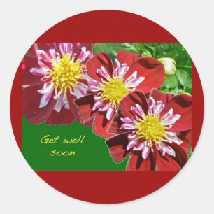 Rond Sticker Red Dahlia Va Bien Bientôt