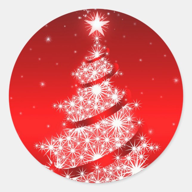 Rond Sticker Red Elegant Christmas Tree (Devant)