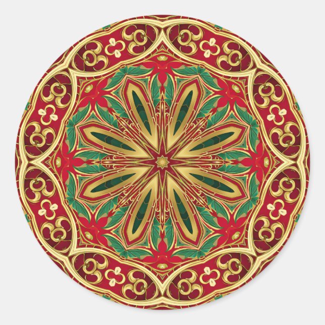 Rond Sticker Red Gold Christmas (Devant)