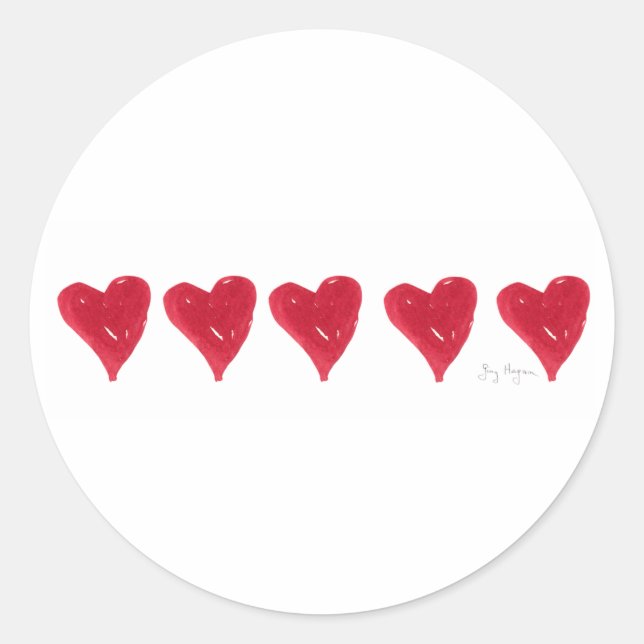 Rond Sticker Red Hearts (Devant)