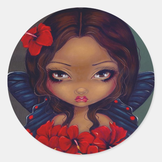 Rond Sticker "Red Hibiscus Fairy" (Devant)