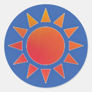 Rond Sticker Red Orange Sun