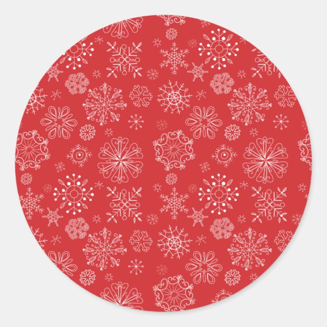 Rond Sticker Red Snowflake (Devant)