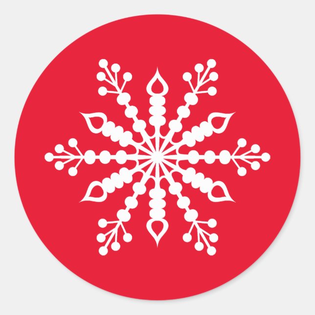 Rond Sticker Red Snowflake (Devant)