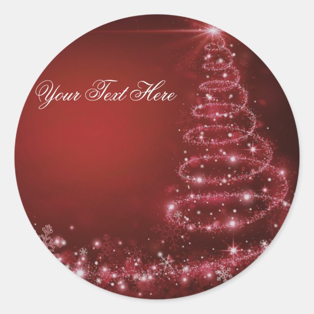 Rond Sticker Red Sparkle Christmas Tree (Devant)