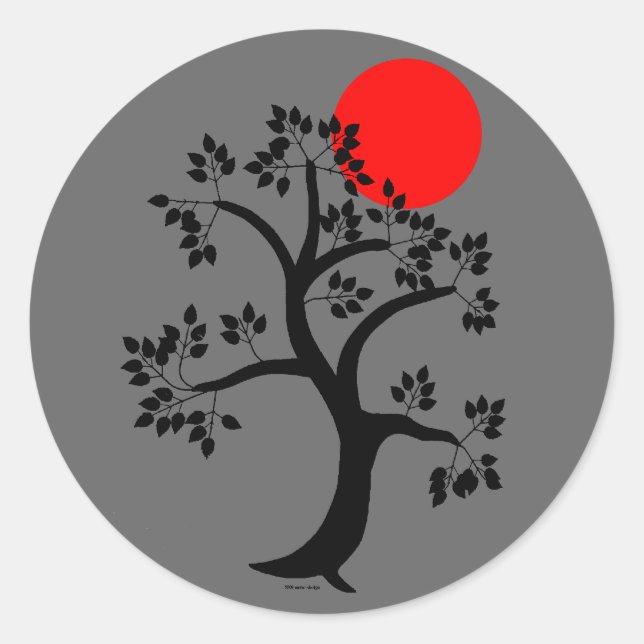 Rond Sticker Red Sun Tree (Devant)