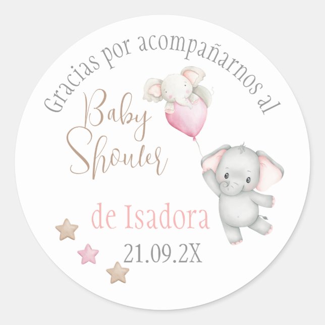 Rond Sticker Redonda Chica Baby shower en español con e (Devant)