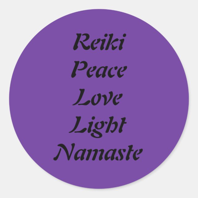 Rond Sticker Reiki Peace Love Light Namaste (Devant)