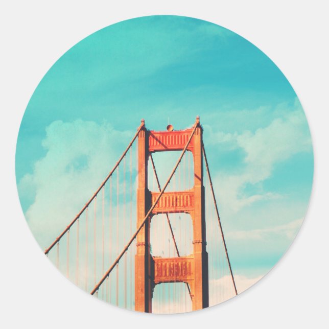 Rond Sticker Retro Golden Gate San Francisco (Devant)