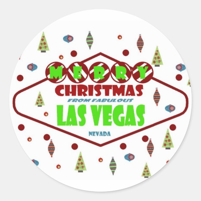 Rond Sticker Retro Las Vegas Christma (Devant)