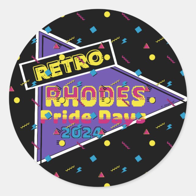 Rond Sticker Retro Rhodes Pride Days 2024 (Devant)