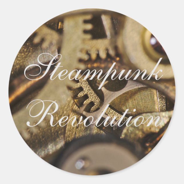 Rond Sticker : Révolution de Steampunk. Mécanisme de su (Devant)