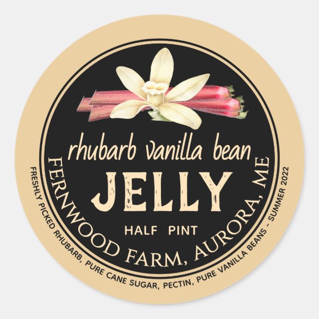 Rond Sticker Rhubarb Vanilla Bean Jelly Classic Round (Devant)