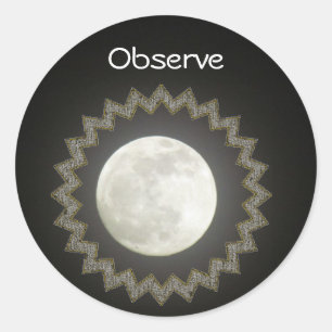 Rond Sticker (rnd) - Lune / Observez