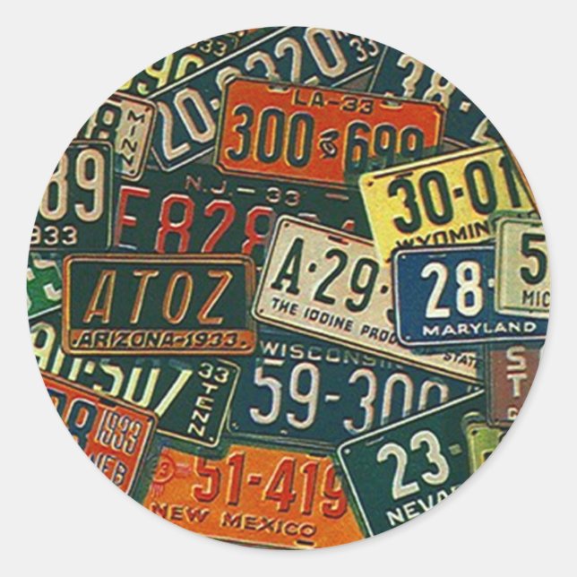 Rond Sticker Road Trips Plates de permis de voyage Plaq (Devant)