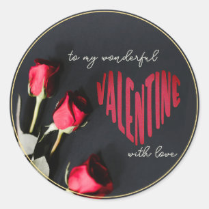 Rond Sticker romantique éditable Valentine Coeur Rose