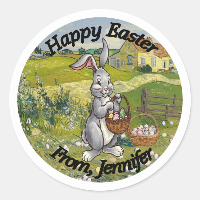 Rond Sticker ronde de Pâques (Devant)